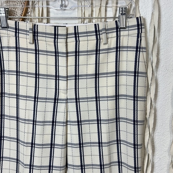 Theory Tribeca Trouser in Cream and Blue Plaid Print Size 4 - Picture 2 of 11